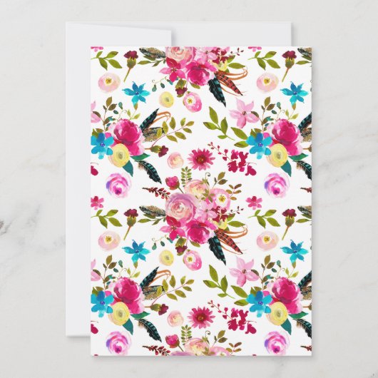 Brautparty "Watercolor Boho Chic" Einladung (Rückseite)