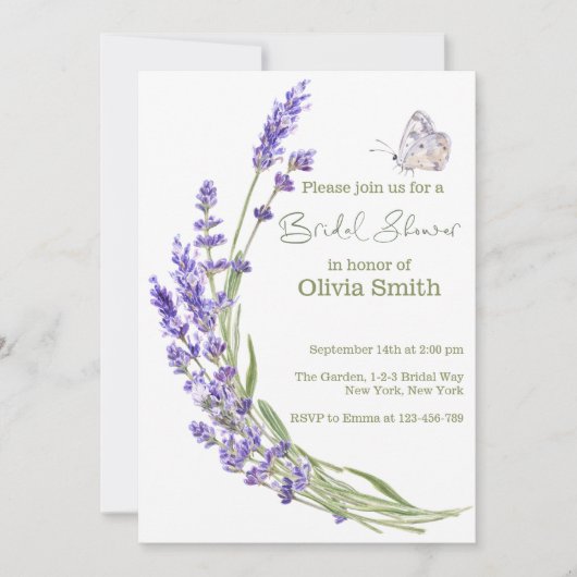 Brautparty Watercolor Boho Lavender Einladung (Vorderseite)