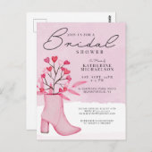 Brautparty | Watercolor Boot & Heart Bouquet Postkarte (Vorne/Hinten)