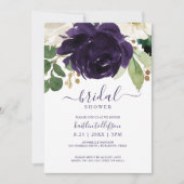 Brautparty Watercolor Bouquet Plum Lila Einladung (Vorderseite)