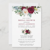Brautparty "Watercolor Burgund" Blumen Einladung (Vorderseite)