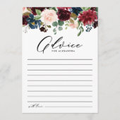 Brautparty "Watercolor Burgundy and Navy Blume" Hinweiskarte (Vorderseite)