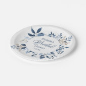 Brautparty Watercolor Dusty Blue Floral Boho Pappteller (Schrägansicht)