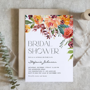 Brautparty: Watercolor Fall Floral Bouquet Einladung
