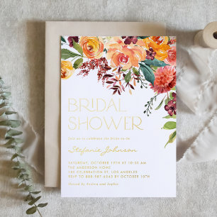 Brautparty: Watercolor Fall Floral Bouquet Folieneinladung