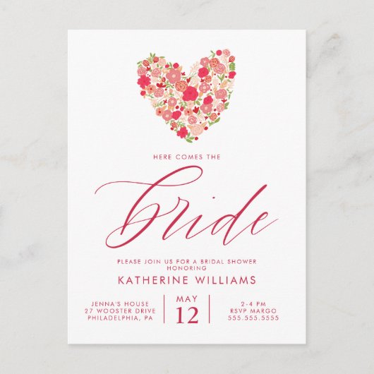 Brautparty | Watercolor Floral Heft Postkarte (Vorderseite)