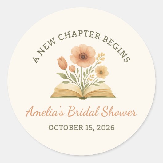 Brautparty: Watercolor Floral Runder Aufkleber (Vorderseite)