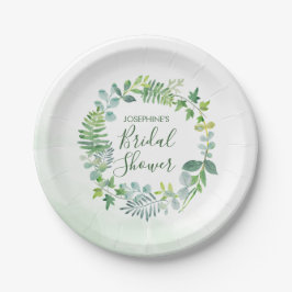 Brautparty "Watercolor Greenerity Wreath" Pappteller