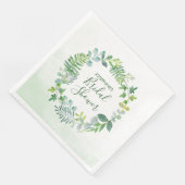 Brautparty "Watercolor Greenerity Wreath" Serviette (Ecke)
