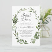 Brautparty "Watercolor Greenery" Einladung (Stehend Vorderseite)