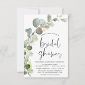 Brautparty Watercolor Greenery Eukalyptus Einladung (Vorderseite)