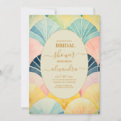Brautparty Watercolor, Grün und Gold Einladung (Vorderseite)