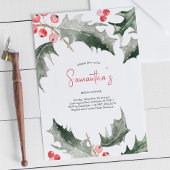 Brautparty Watercolor Holly Christmas Einladung