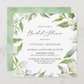 Brautparty "Watercolor Jasmine" und "Greenery" Einladung (Vorne/Hinten)
