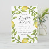 Brautparty Watercolor Lemon Greenerity Einladung (Stehend Vorderseite)