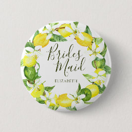 Brautparty Watercolor Lemon Wreath Bridesmaid Button