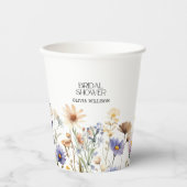 Brautparty "Watercolor Light Blue Wildblumen" Pappbecher (Vorderseite)