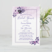 Brautparty "Watercolor Mauve Floral Spring" Einladung (Stehend Vorderseite)