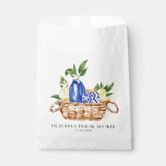 Brautparty "Watercolor Mediterranean Basket" Geschenktütchen (Vorderseite)