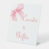 Brautparty "Watercolor Pink Blush Bow" Sockelschild (Vorderseite)