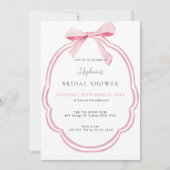 Brautparty "Watercolor Pink Dainty Bow" Einladung (Vorderseite)