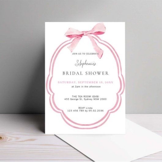 Brautparty "Watercolor Pink Dainty Bow" Einladung