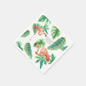 Brautparty Watercolor Pink Flamingo Leaf Serviette (Ecke)