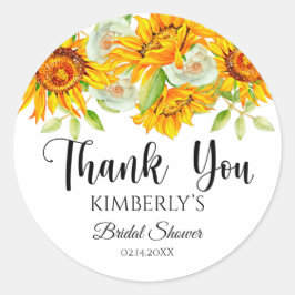 Brautparty Watercolor Sonnenblumenaufkleber Runder Aufkleber