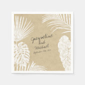 Brautparty Watercolor Tropical Leaf Kraft Art Serviette (Vorderseite)