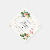 Brautparty Watercolor Tropischer Flamingo Serviette (Ecke)