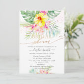 Brautparty Watercolor Tropisches Paradies Einladung (Stehend Vorderseite)