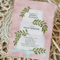 Brautparty Watercolor Wedding Cake w/Greenery