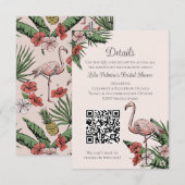 Brautparty-Website-QR-Code Blush Flamingo Begleitkarte (Vorne/Hinten)
