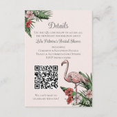 Brautparty-Website-QR-Code Blush Flamingo Begleitkarte (Vorderseite)