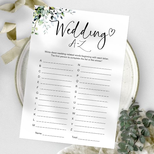 Brautparty Wedding A-Z Game Einladung