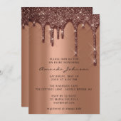 Brautparty Wedding Birthday Brown Coopper Tropfen Einladung (Vorne/Hinten)