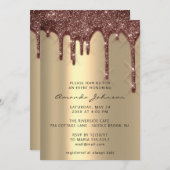 Brautparty Wedding Birthday Gold Gglitte Tropfen Einladung (Vorne/Hinten)