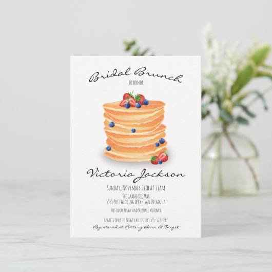 Brautparty Wedding Brunch Pancakes Einladung (Stehend Vorderseite)