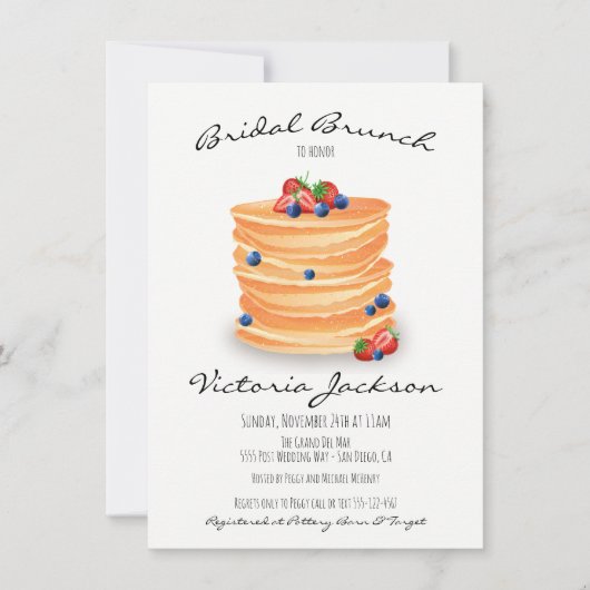 Brautparty Wedding Brunch Pancakes Einladung (Vorderseite)