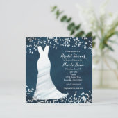 Brautparty Wedding Dress on Hanger & Confetti Einladung (Stehend Vorderseite)