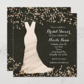 Brautparty Wedding Dress on Hanger & Confetti Einladung (Vorne/Hinten)