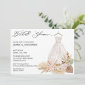 Brautparty Wedding Dress Tropical Boho Blätter Einladung (Stehend Vorderseite)