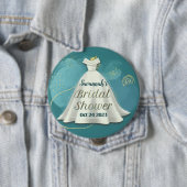 Brautparty Wedding Gown Deep Aquamarin Gold Glitze Button (Beispiel)