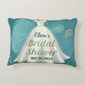 Brautparty Wedding Gown Deep Aquamarin Gold Glitze Dekokissen (Rückseite)