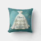 Brautparty Wedding Gown Deep Aquamarin Gold Glitze Kissen (Vorderseite)