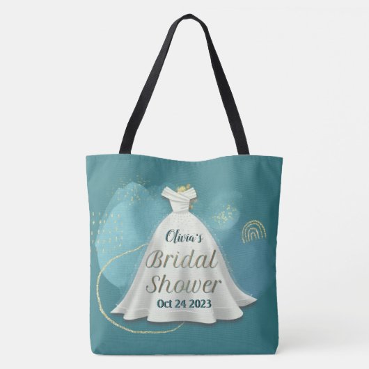 Brautparty Wedding Gown Deep Aquamarin Gold Glitze Tasche (Rückseite)