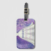 Brautparty Wedding Gown Lila & Rose Gold Glam Gepäckanhänger (Vorderseite Vertikal)