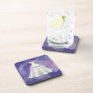 Brautparty Wedding Gown Lila & Rose Gold Glam Getränkeuntersetzer