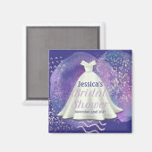 Brautparty Wedding Gown Lila & Rose Gold Glam Magnet (Vorderseite/Rückseite)