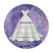 Brautparty Wedding Gown Lila & Rose Gold Glam Schneidebrett (Vorderseite)